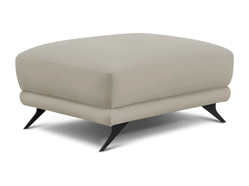 Pouf simili cuir beige et pieds métal noir Zora 82cm