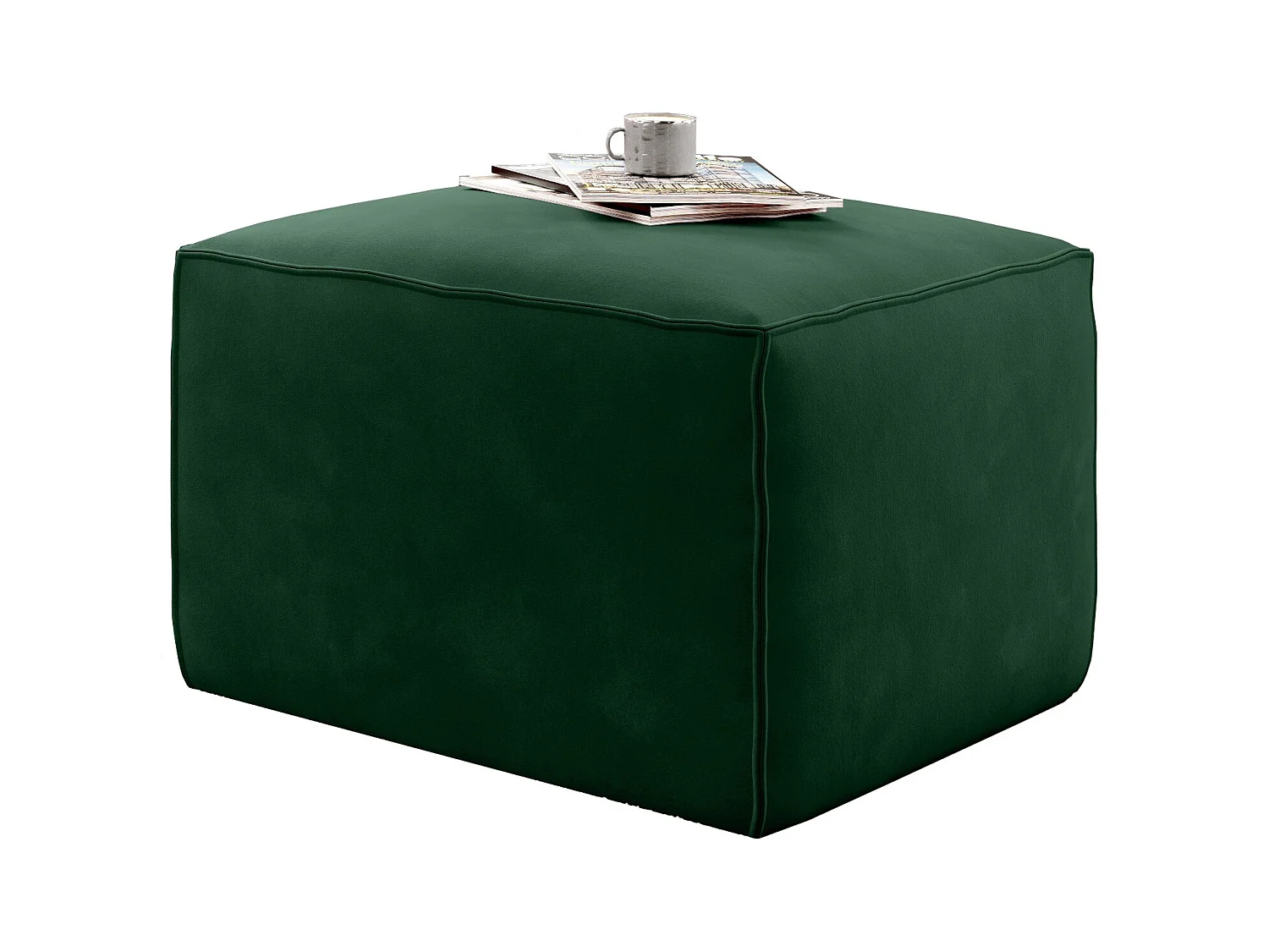 Pouf moderne tissu vert foncé Willace 88cm