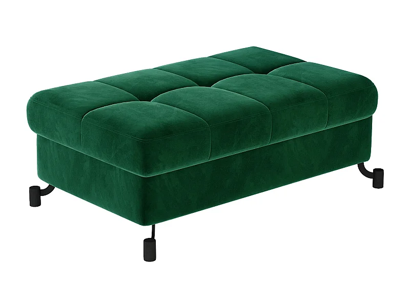 Pouf velours matelassé vert bouteille avec coffre de rangement Lory 100cm