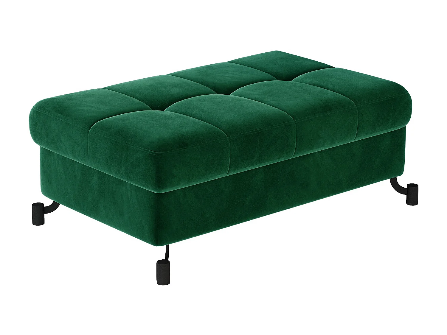 Pouf velours matelassé vert bouteille avec coffre de rangement Lory 100cm