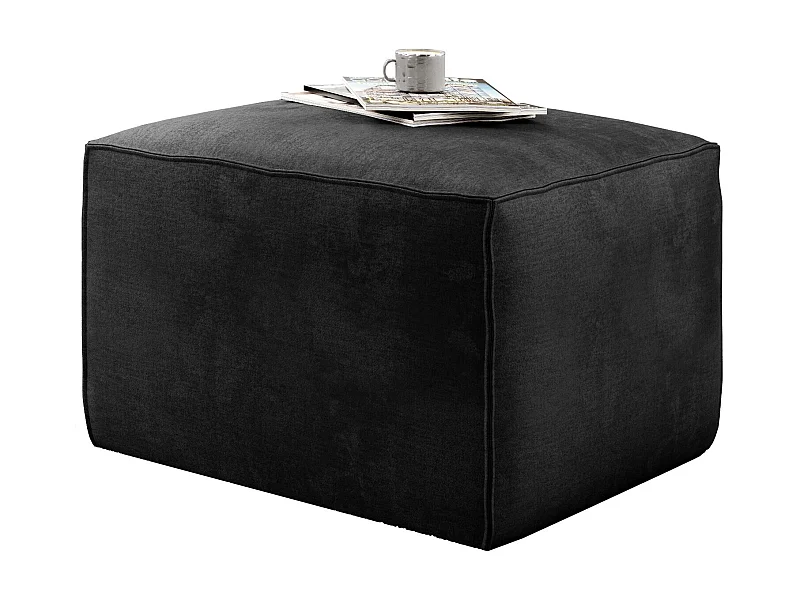 Pouf moderne tissu doux anthracite Willace 88cm