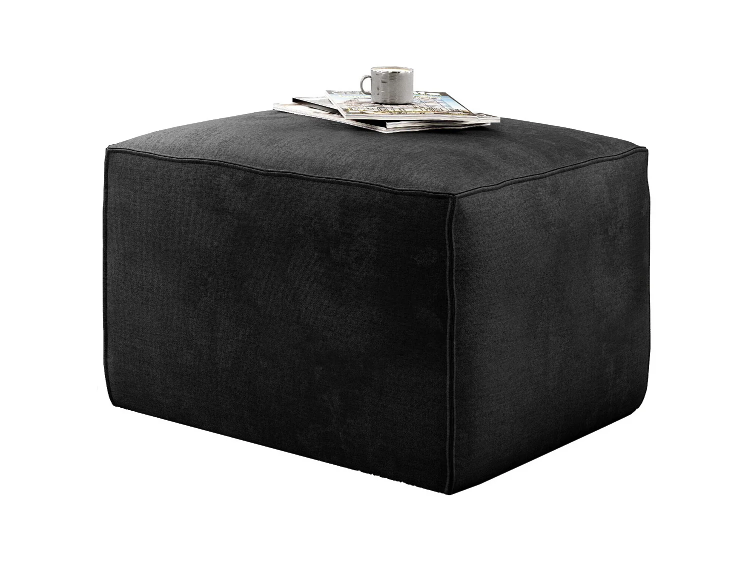 Moderne poef zachte antraciet stof Willace 88 cm