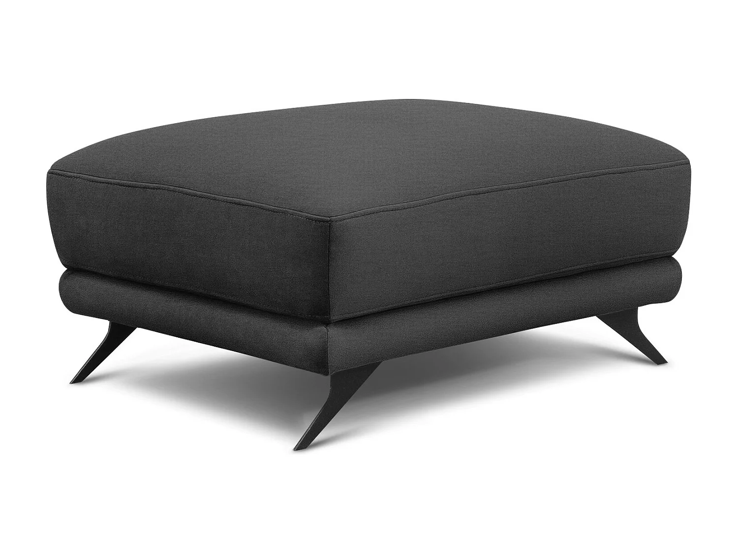 Pouf tissu doux anthracite et pieds métal noir Zora 82cm