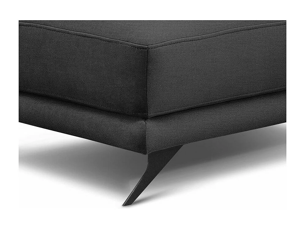 Pouf tissu doux anthracite et pieds métal noir Zora 82cm