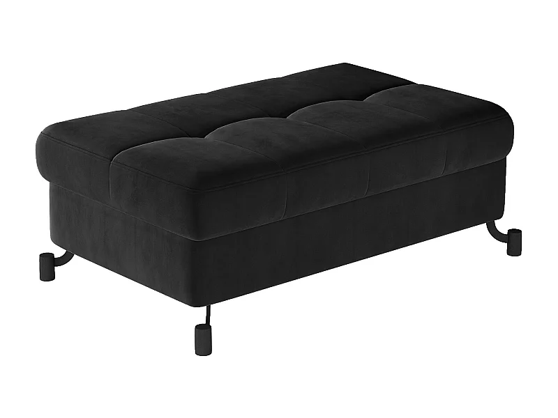 Pouf velours matelassé gris anthracite avec coffre de rangement Lory 100cm