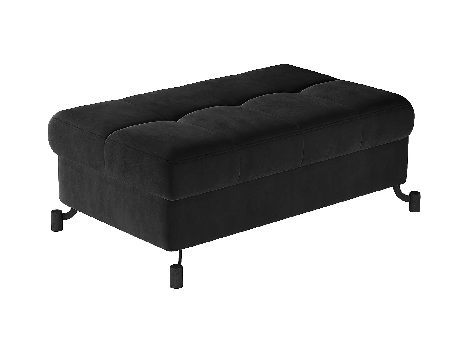 Pouf velours matelassé gris anthracite avec coffre de rangement Lory 100cm