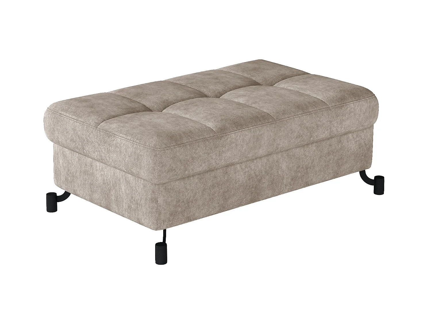 Pouf tissu matelassé beige avec coffre de rangement Lory 100cm