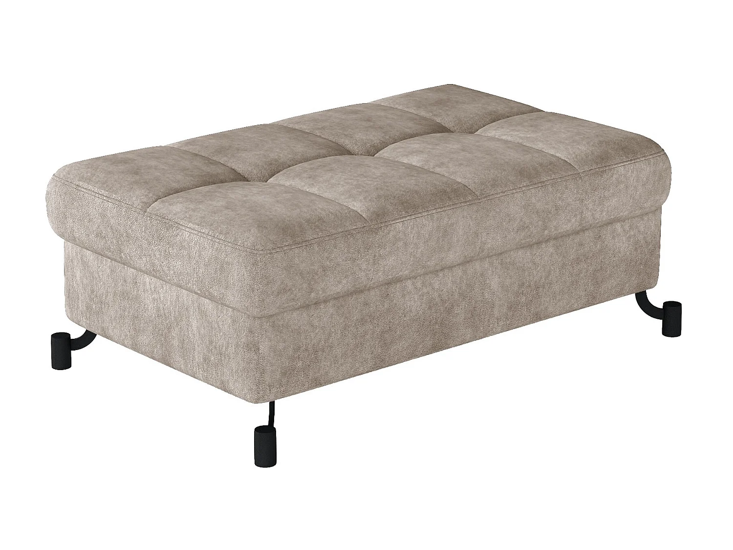 Pouf tissu matelassé beige avec coffre de rangement Lory 100cm