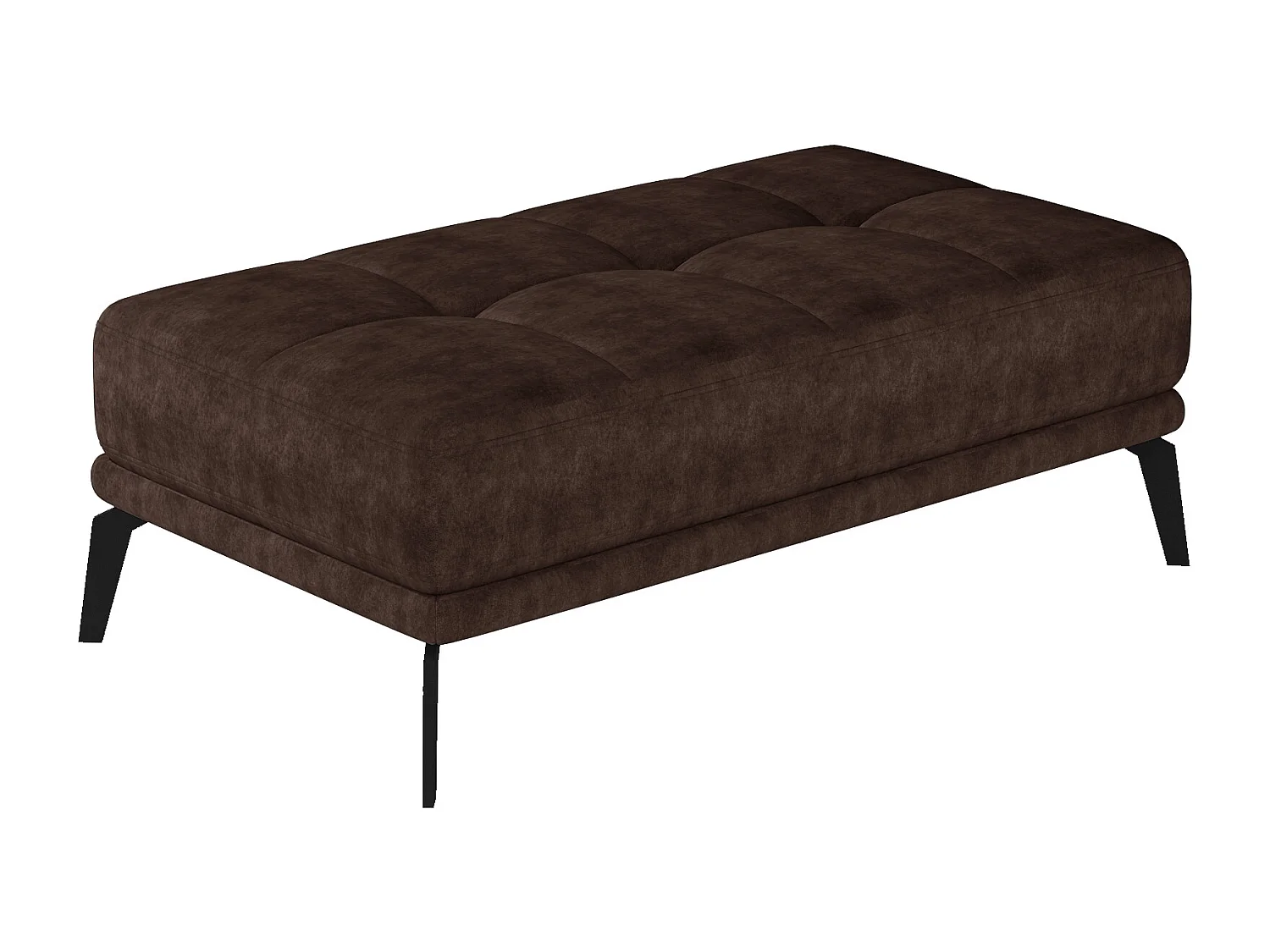 Pouf moderne tissu capitonné et pieds métal noir TORPILLE-Marron