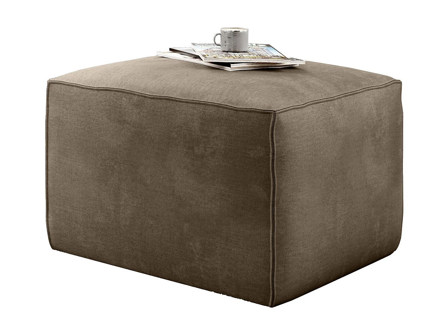 Pouf moderne tissu doux beige perlite Willace 88cm