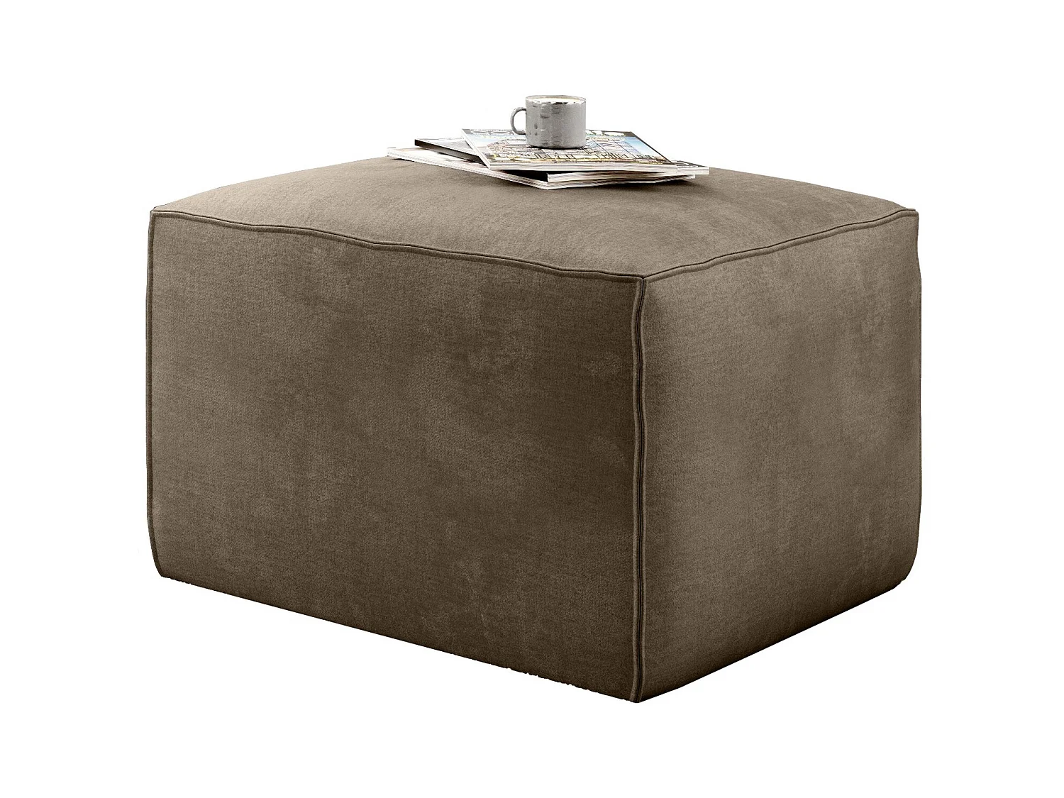 Pouf moderne tissu doux beige perlite Willace 88cm