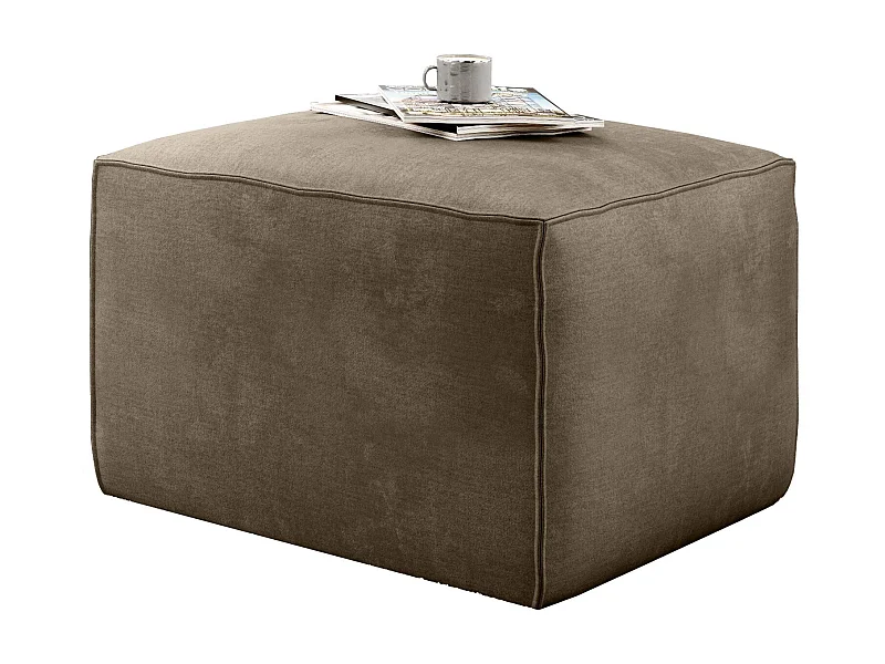 Pouf moderne tissu doux beige perlite Willace 88cm