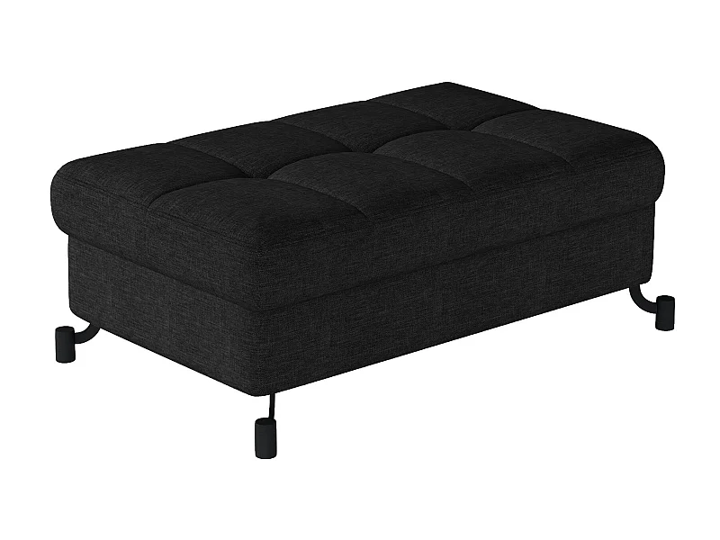 Pouf tissu matelassé noir avec coffre de rangement Lory 100cm