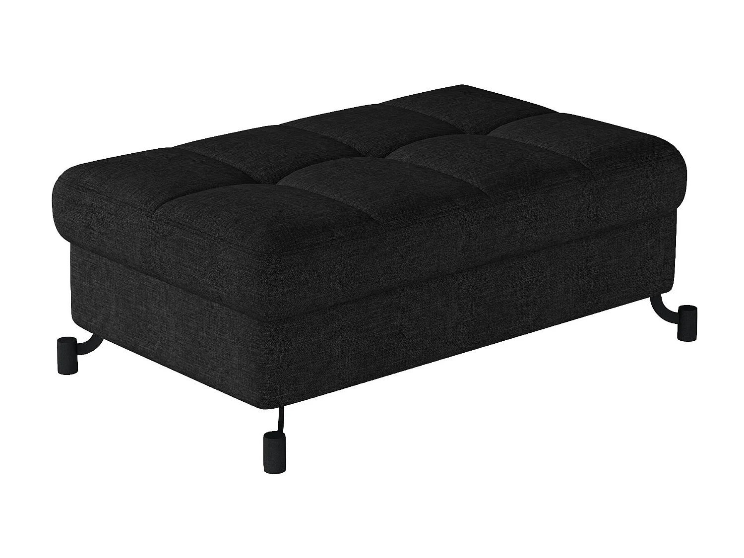 Pouf tissu matelassé noir avec coffre de rangement Lory 100cm