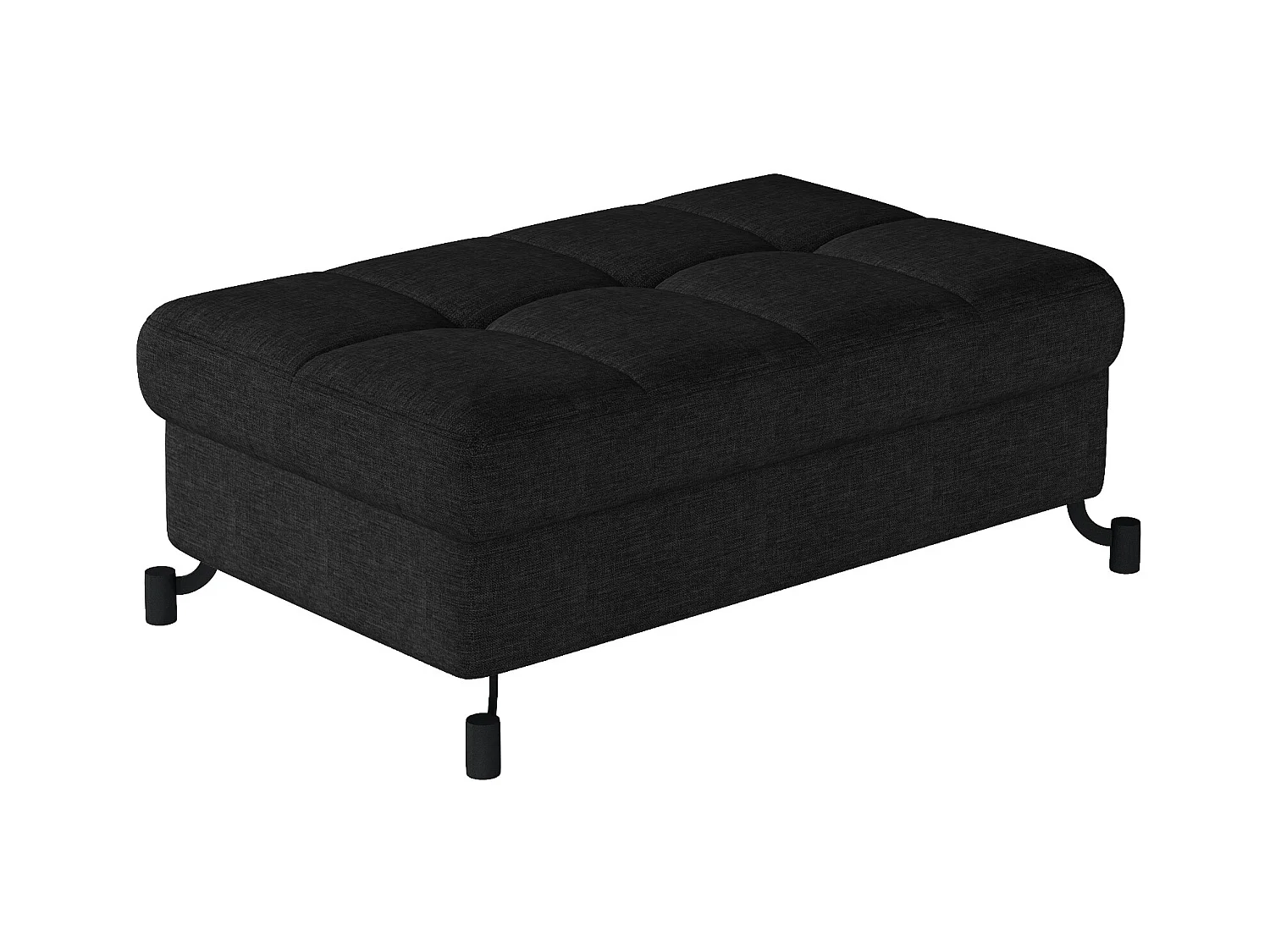 Pouf tissu matelassé noir avec coffre de rangement Lory 100cm
