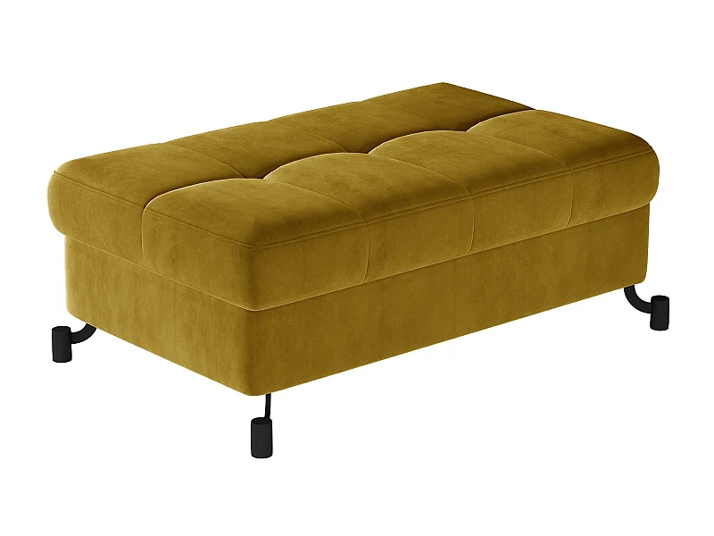 Pouf velours matelassé jaune avec coffre de rangement Lory 100cm