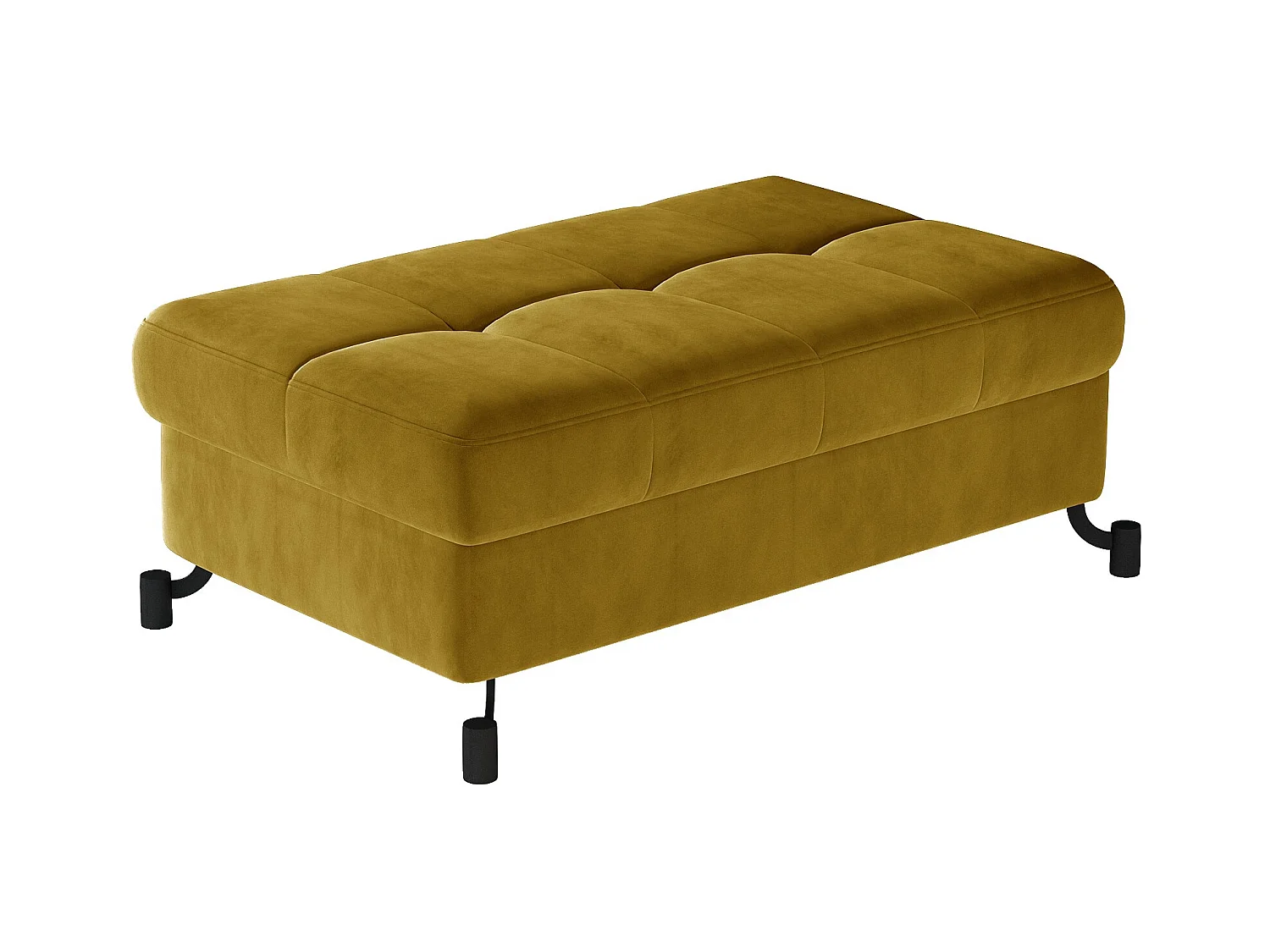 Pouf velours matelassé jaune avec coffre de rangement Lory 100cm