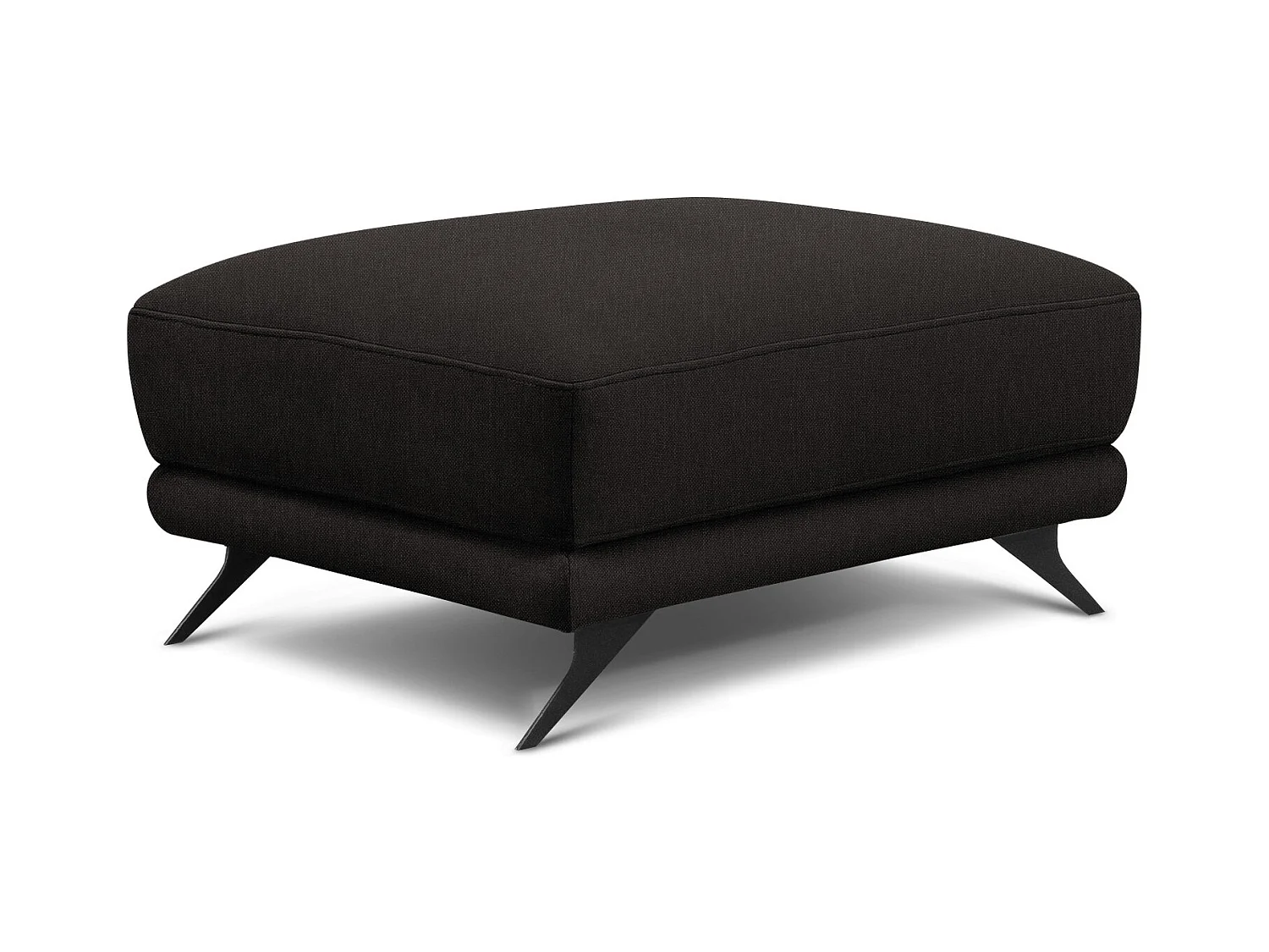 Bruine stoffen poef en zwart metalen poten Zora 82 cm