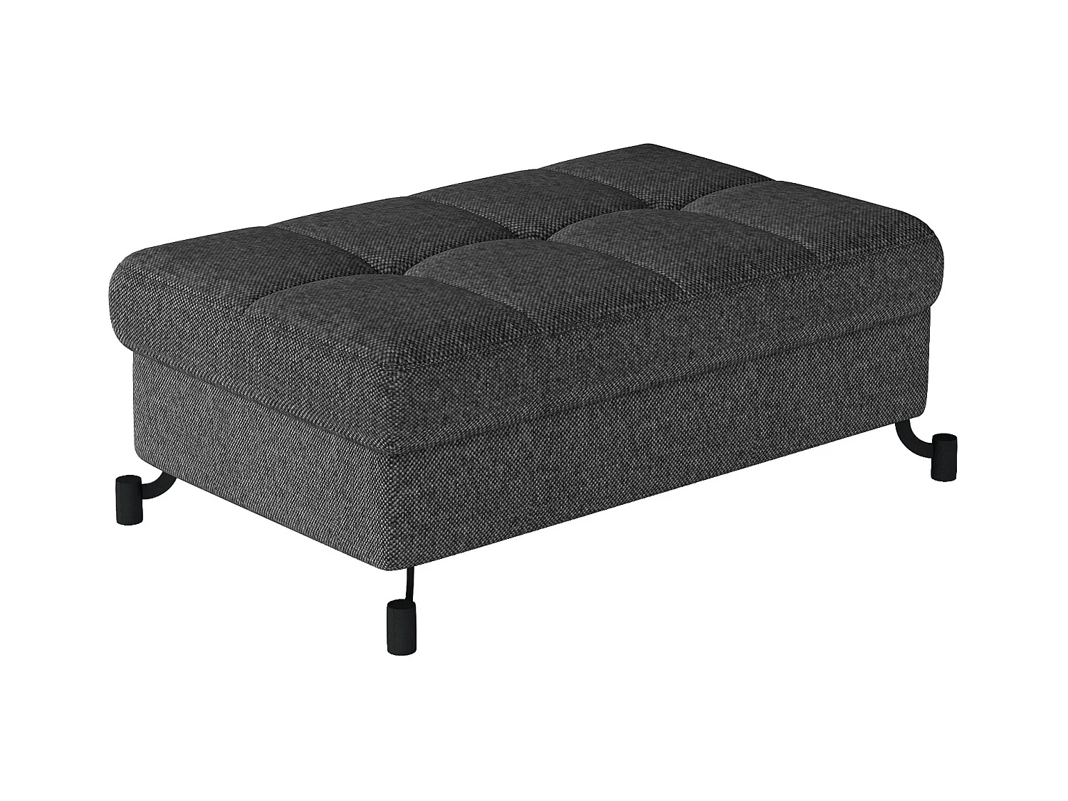 Pouf tissu matelassé gris foncé avec coffre de rangement Lory 100cm