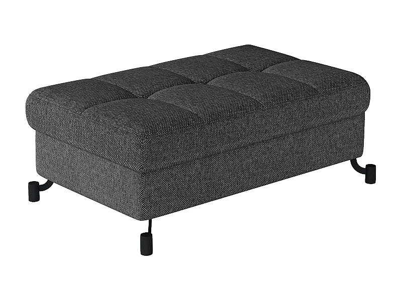 Pouf tissu matelassé gris foncé avec coffre de rangement Lory 100cm