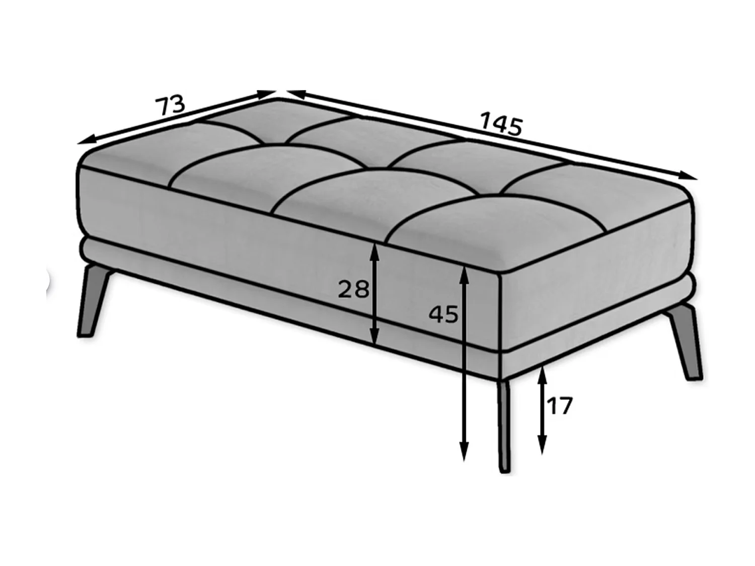 Pouf moderne tissu capitonné et pieds métal noir TORPILLE-Jaune moutarde