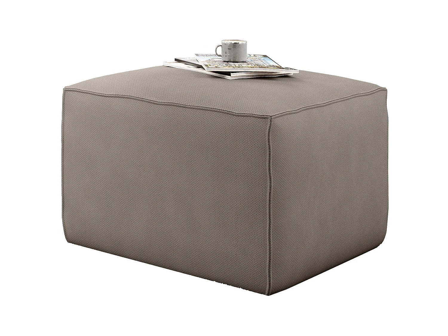Pouf moderne tissu beige Willace 88cm