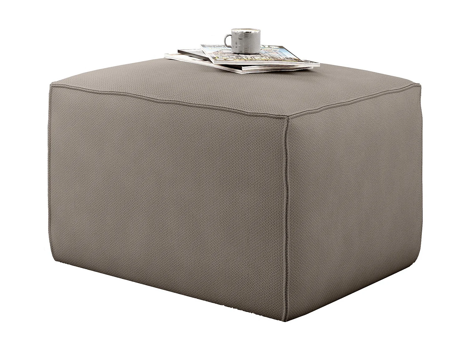 Pouf moderne tissu beige Willace 88cm