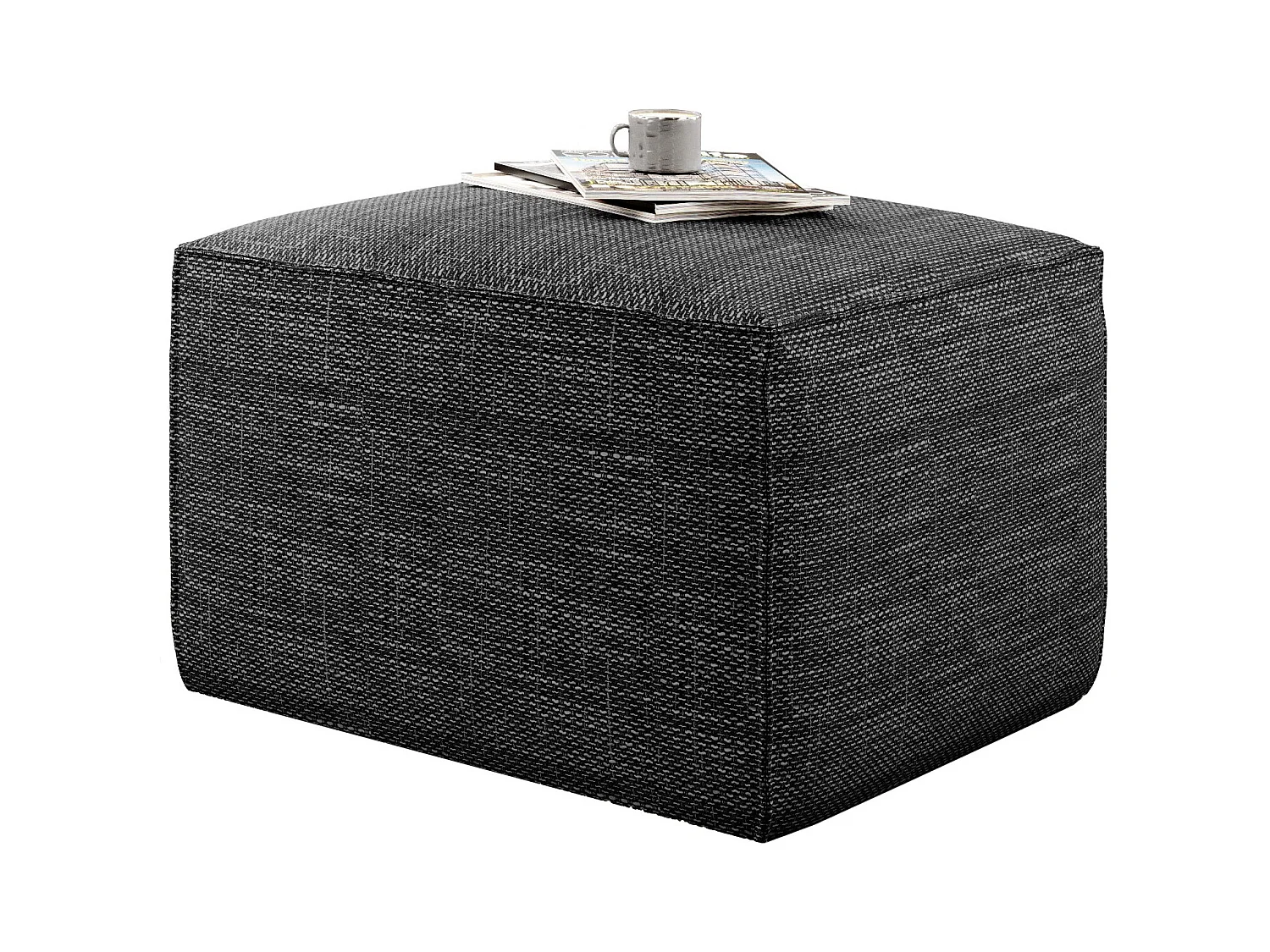Moderne poef donkergrijs gemêleerde stof Willace 88 cm