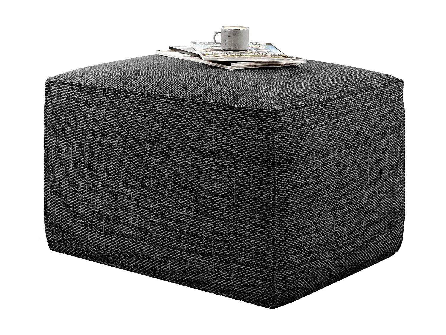 Pouf moderne tissu gris foncé chiné Willace 88cm