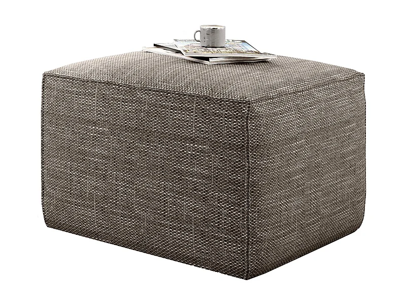 Pouf moderne tissu beige chiné Willace 88cm
