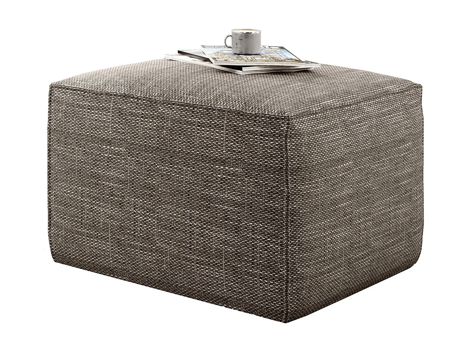 Pouf moderne tissu beige chiné Willace 88cm