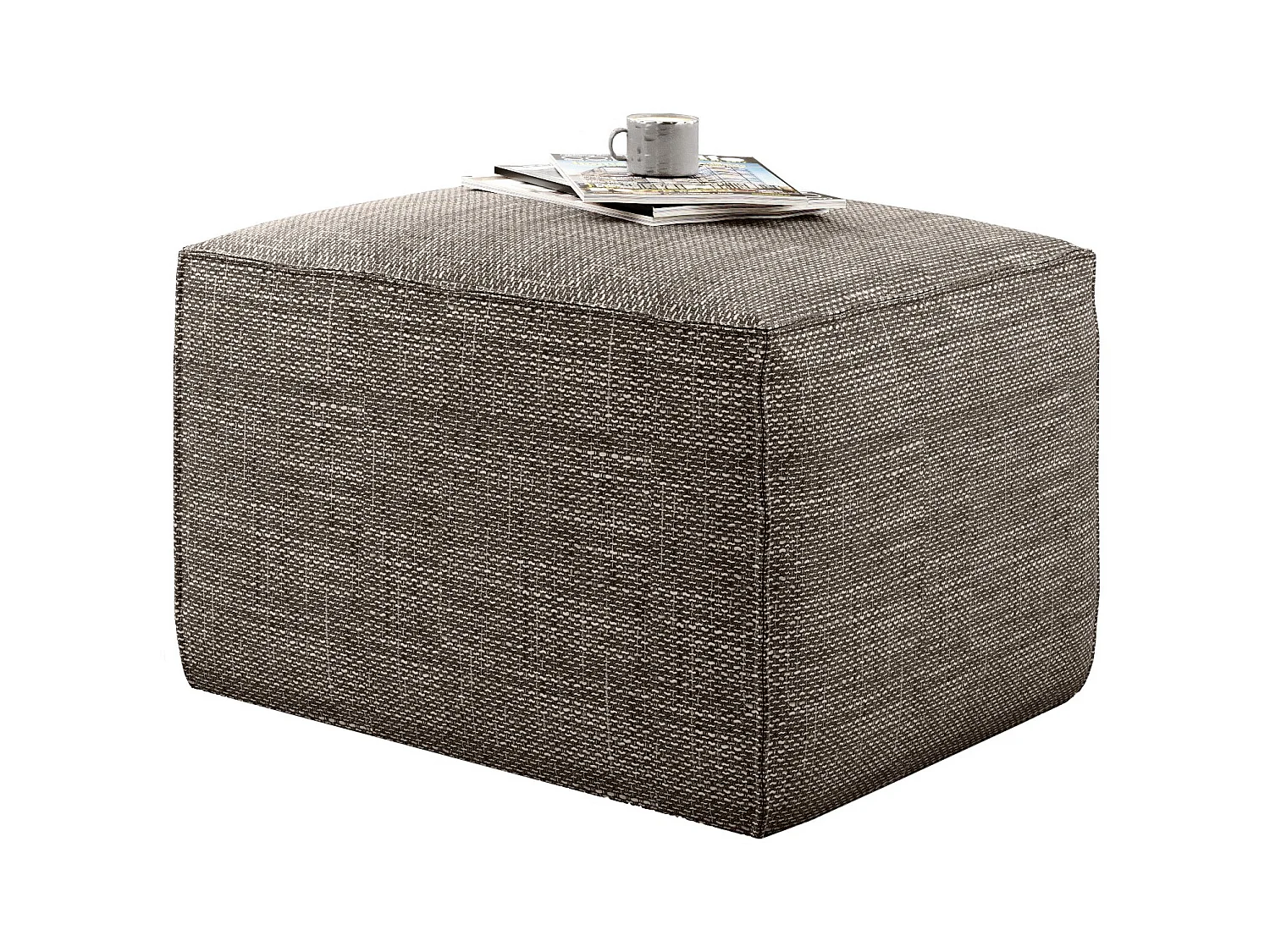 Pouf moderne tissu beige chiné Willace 88cm