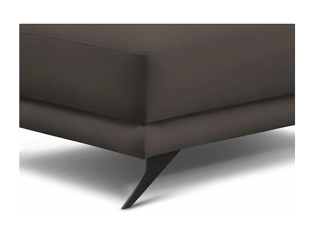 Pouf simili cuir marron et pieds métal noir Zora 82cm