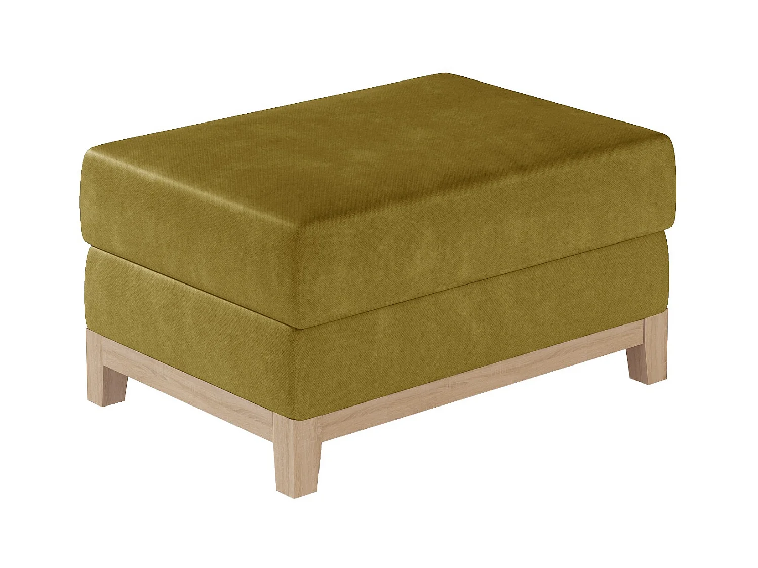 Pouf velours moutarde et pieds en bois de hêtre Saline 100cm