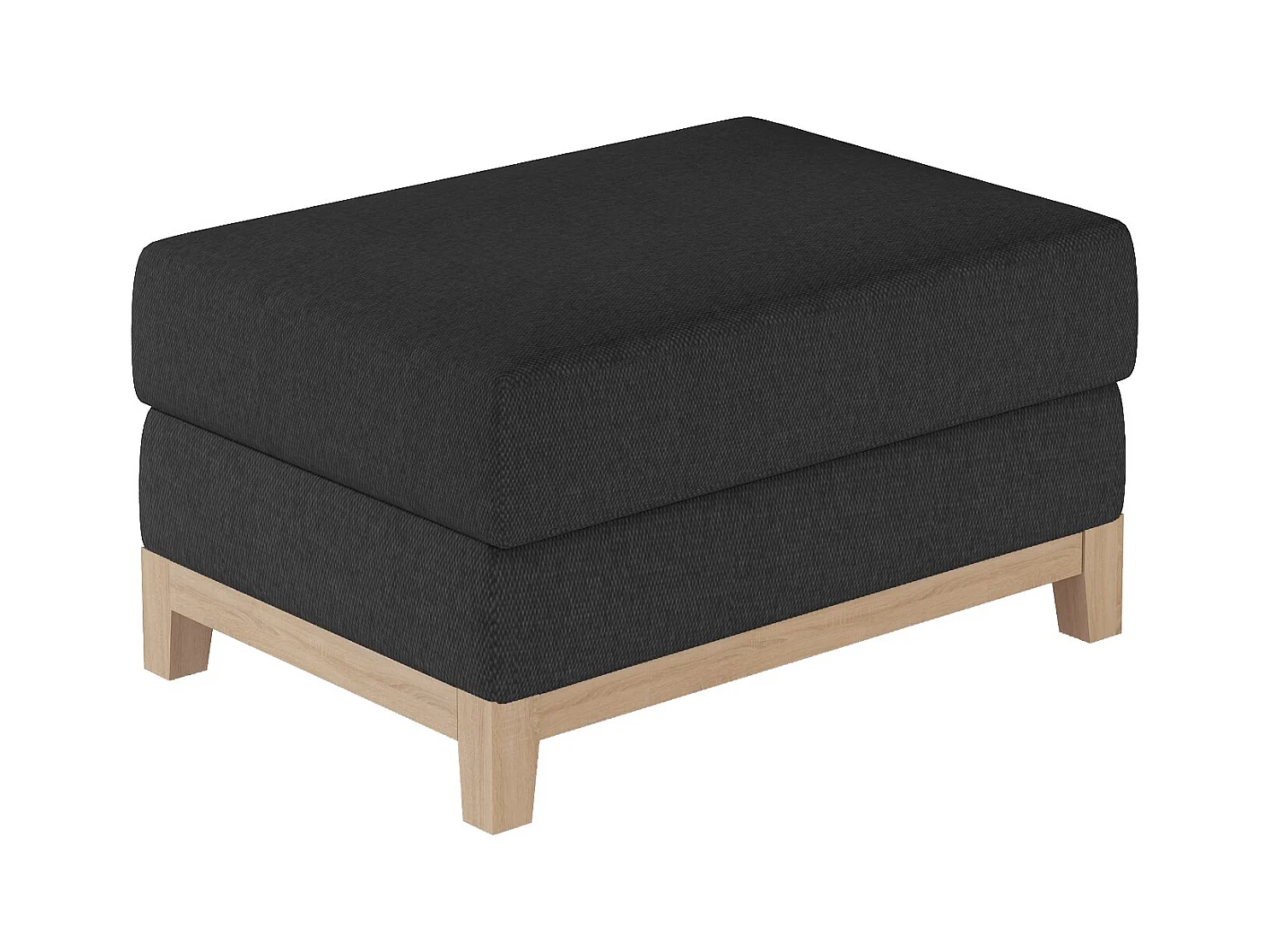 Pouf tissu noir et pieds en bois de hêtre Saline 100cm