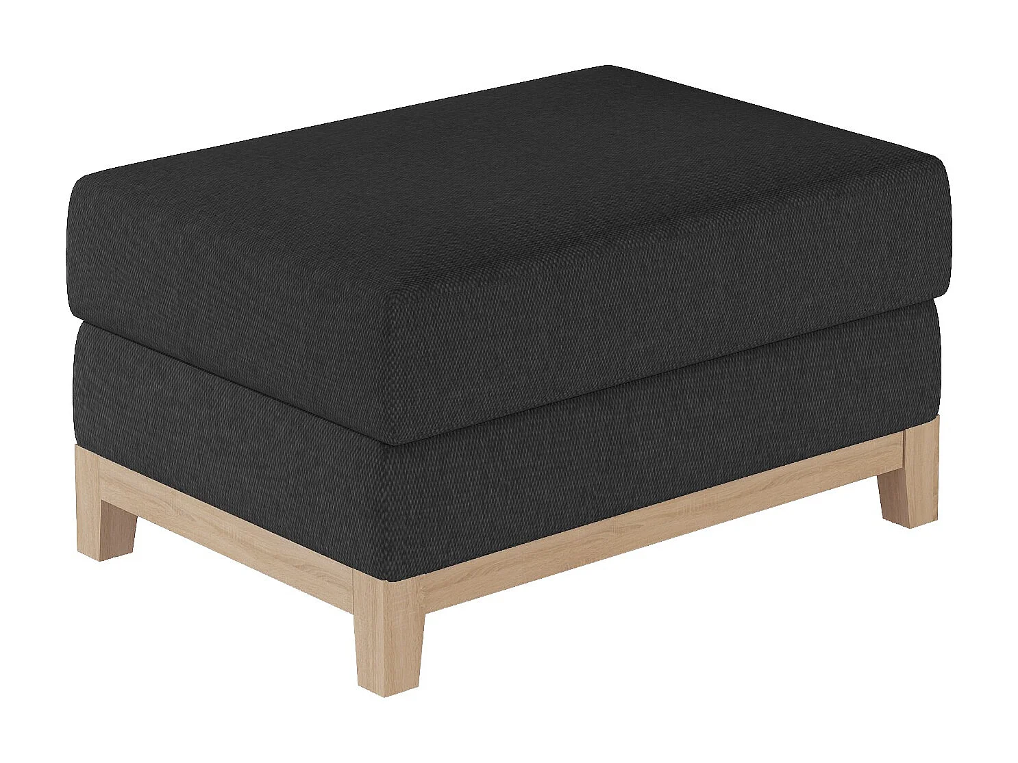 Pouf tissu noir et pieds en bois de hêtre Saline 100cm