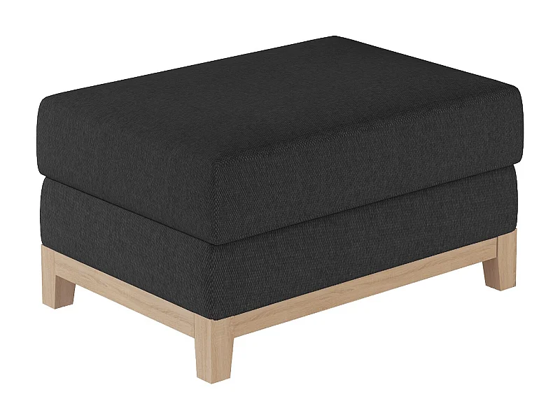 Pouf tissu noir et pieds en bois de hêtre Saline 100cm