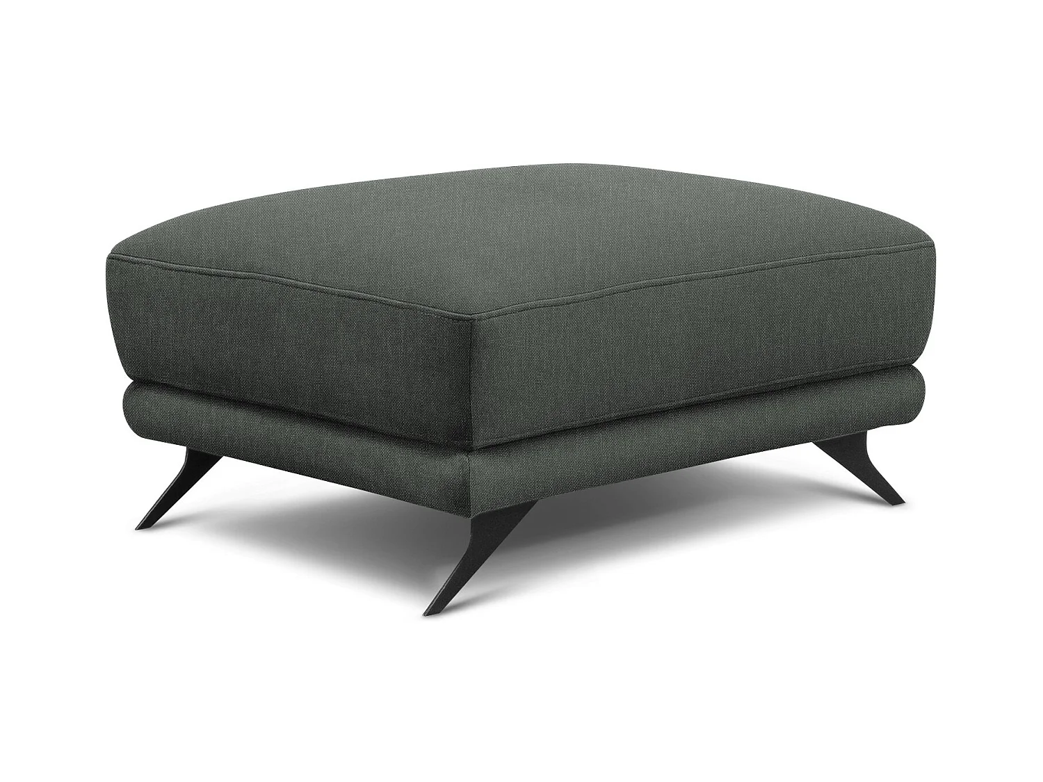 Pouf tissu gris foncé et pieds métal noir Zora 82cm