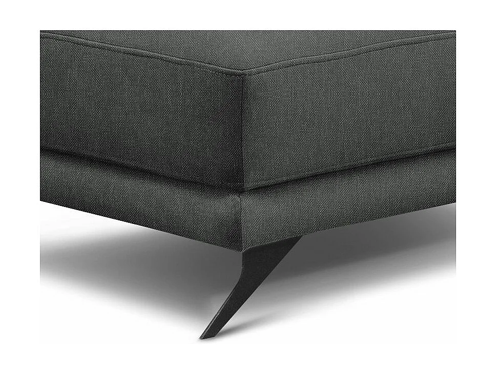 Pouf tissu gris foncé et pieds métal noir Zora 82cm