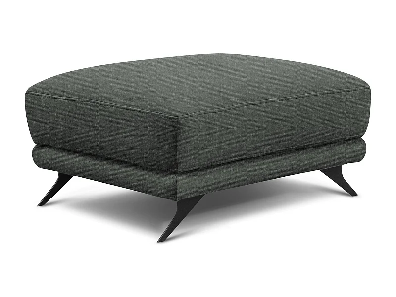 Pouf tissu gris foncé et pieds métal noir Zora 82cm