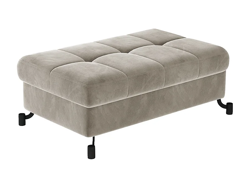 Pouf velours matelassé beige clair avec coffre de rangement Lory 100cm