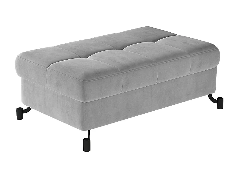 Pouf velours matelassé gris clair avec coffre de rangement Lory 100cm