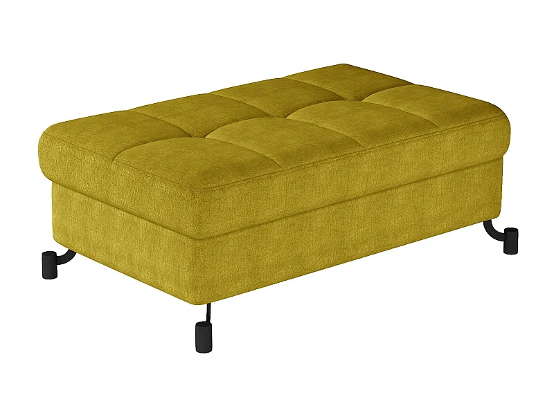 Pouf tissu matelassé jaune avec coffre de rangement Lory 100cm