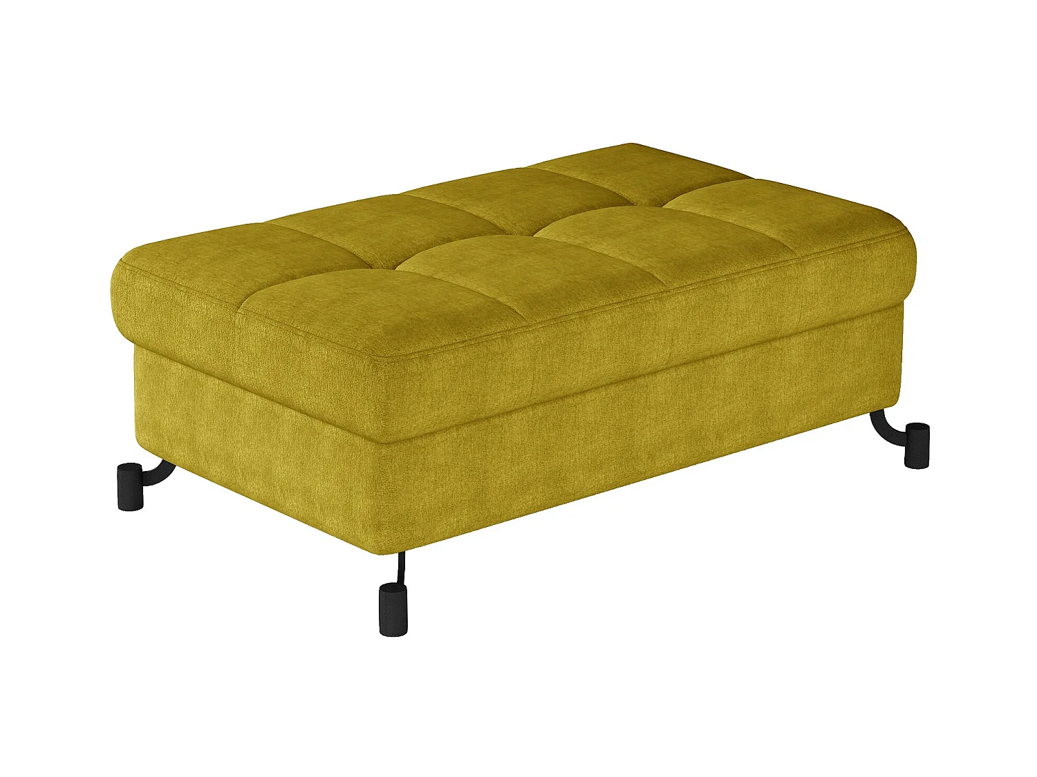 Pouf tissu matelassé jaune avec coffre de rangement Lory 100cm