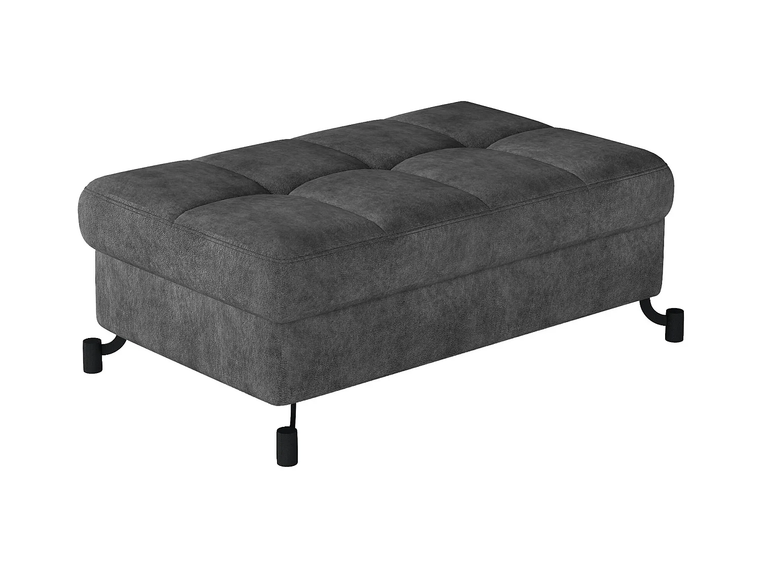 Pouf tissu matelassé anthracite avec coffre de rangement Lory 100cm