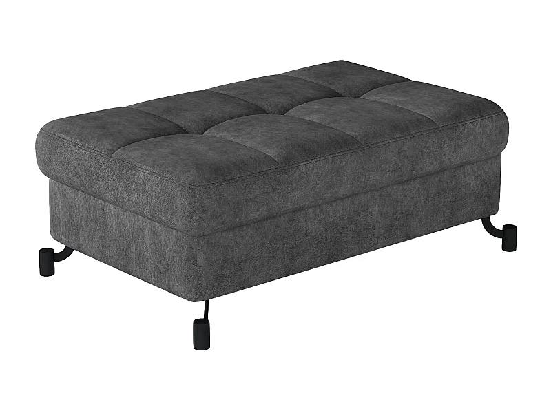 Pouf tissu matelassé anthracite avec coffre de rangement Lory 100cm