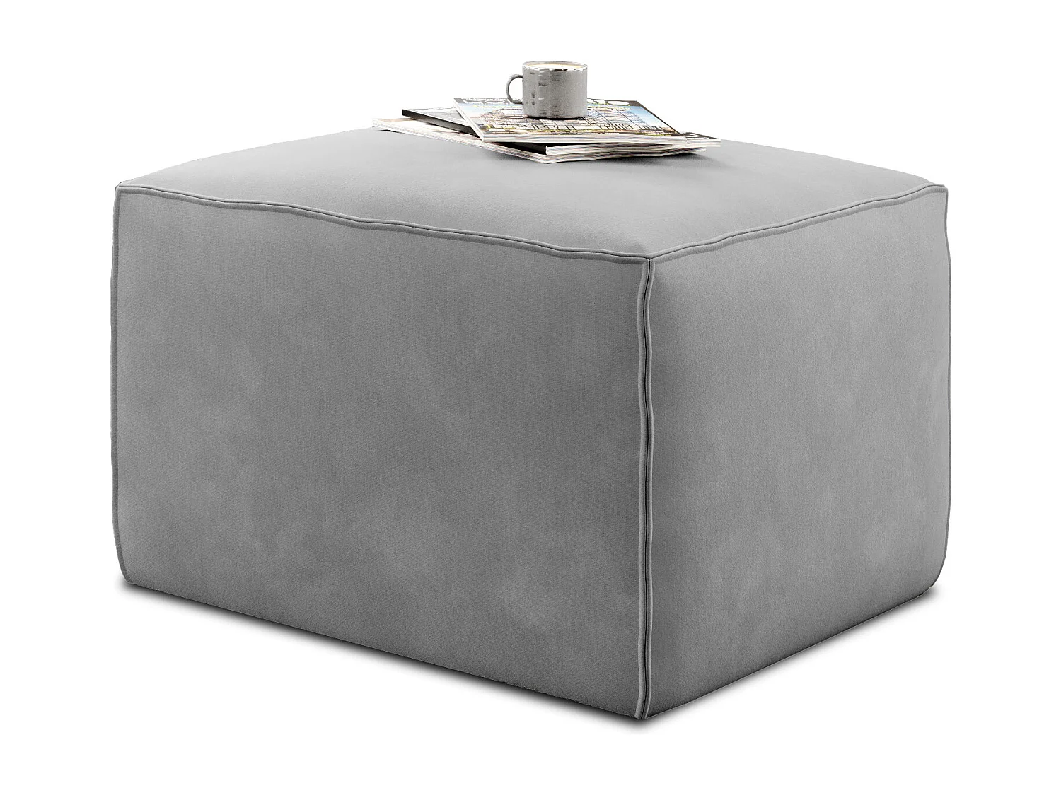 Pouf de salon en velours WILACE – Élégant et confortable-Gris souris