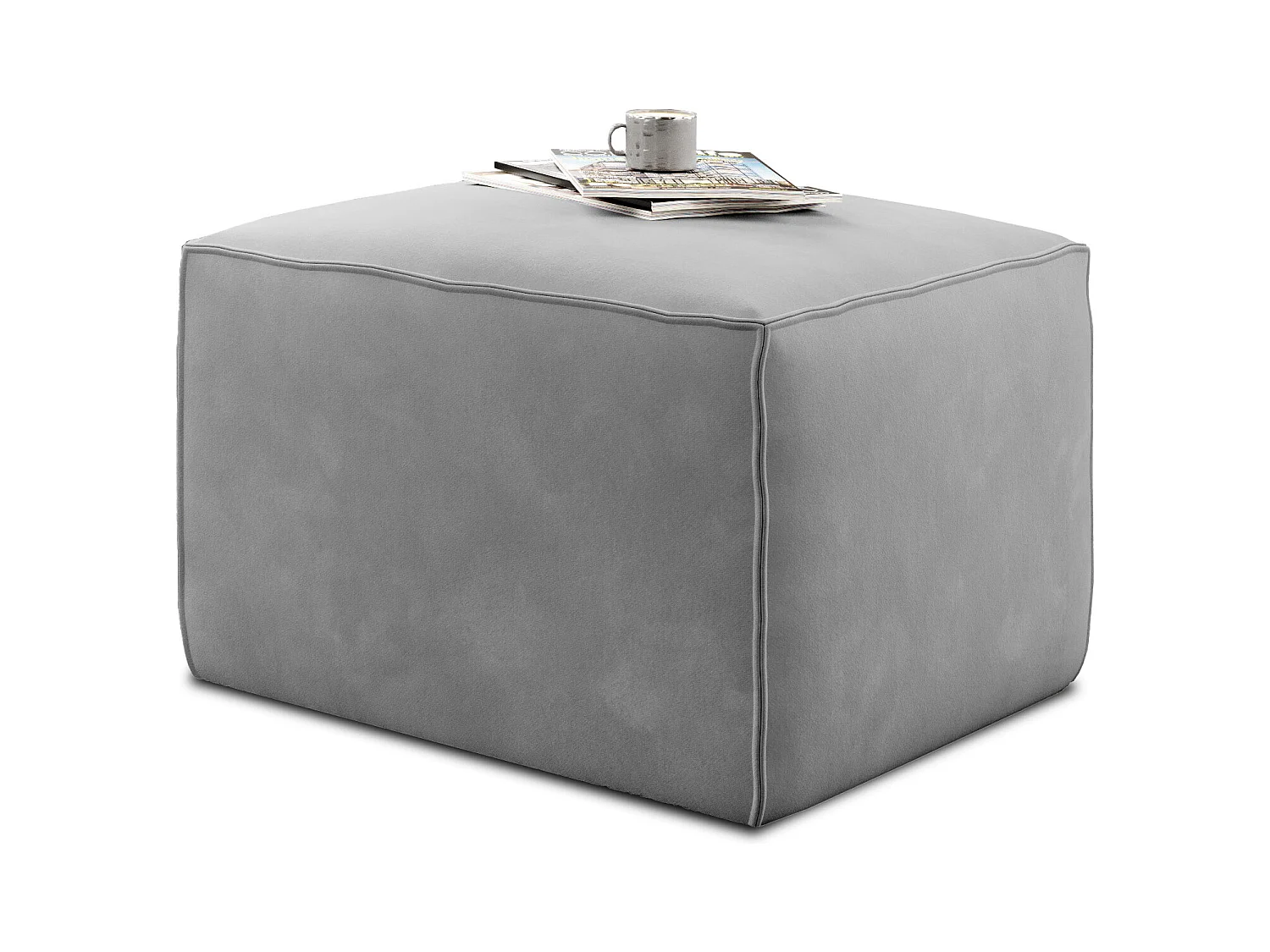Pouf de salon en velours WILACE – Élégant et confortable-Gris souris