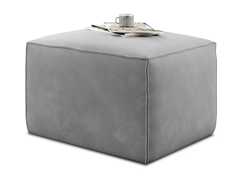 Pouf de salon en velours WILACE – Élégant et confortable-Gris souris