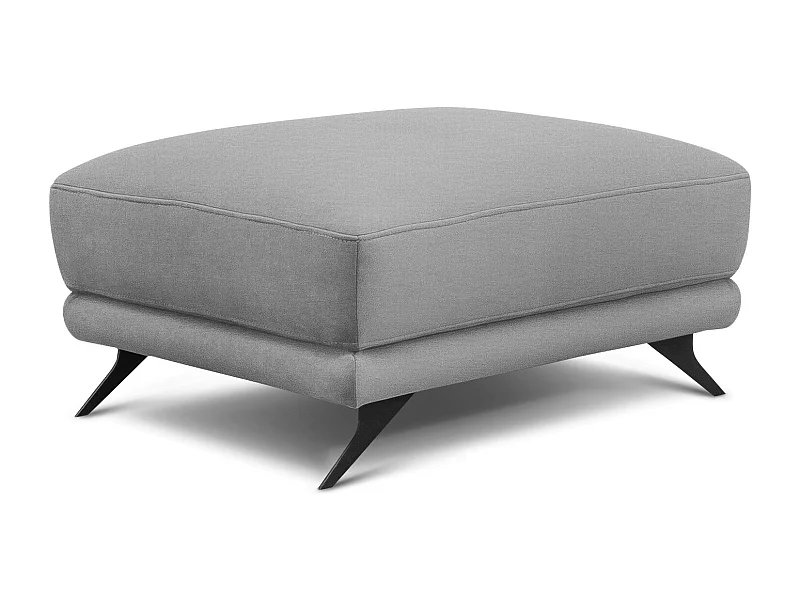 Pouf tissu doux gris clair et pieds métal noir Zora 82cm